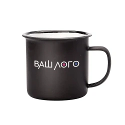 Кружка металлическая для сублимации Sublime ХАМЕЛЕОН з ободком с вашим лого черная 370 мл